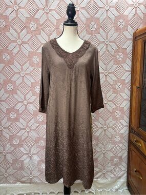 Vintage 90s April Cornell Brown and Floral Prairie Dress
